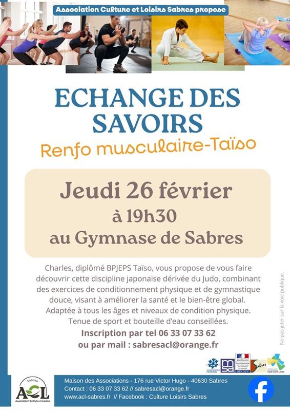 Echange des savoirs : Renfo musculaire Taïso