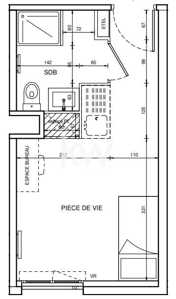 Appartement - 19 m² - 1 pièce