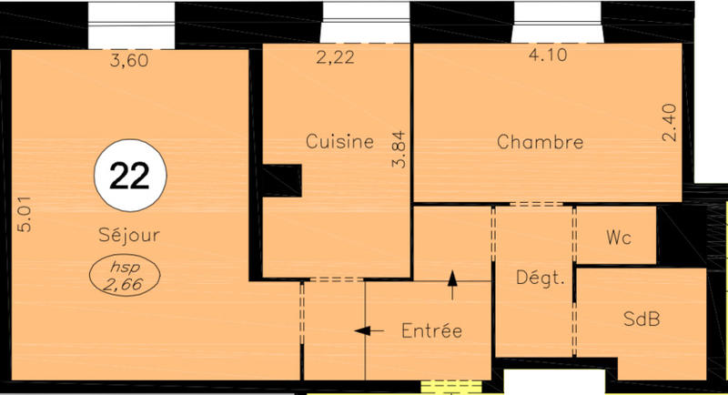 Appartement - 49 m² - 2 pièces