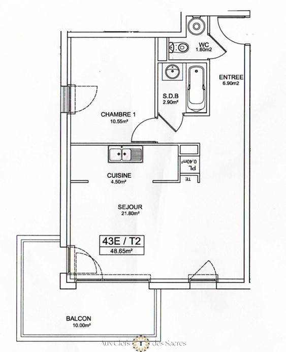 Appartement - 49 m² - 2 pièces