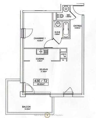 Appartement - 49 m² - 2 pièces