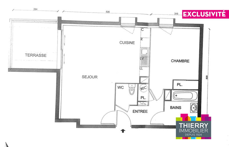 Appartement - 50 m² - 2 pièces