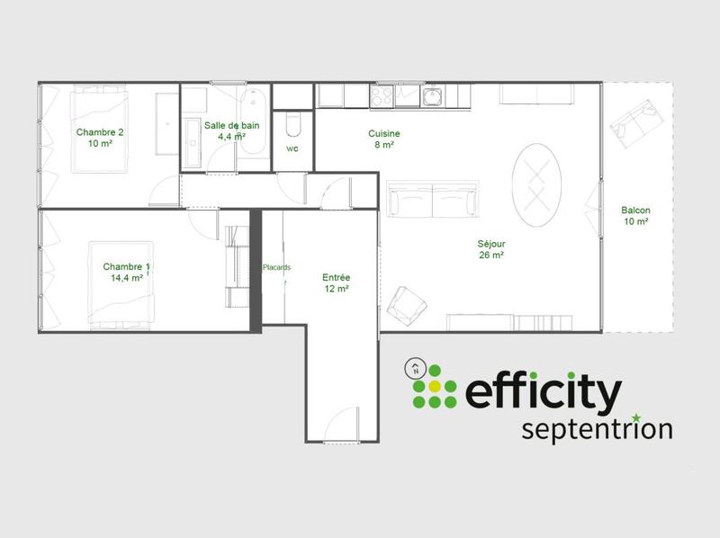 Appartement - 80 m² - 3 pièces