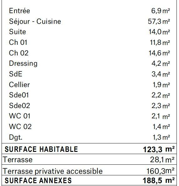 Appartement - 124 m² - 4 pièces