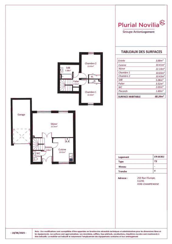 Maison - 68 m² - 3 pièces