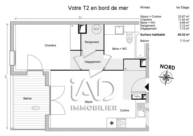 Appartement - 45 m² - 2 pièces