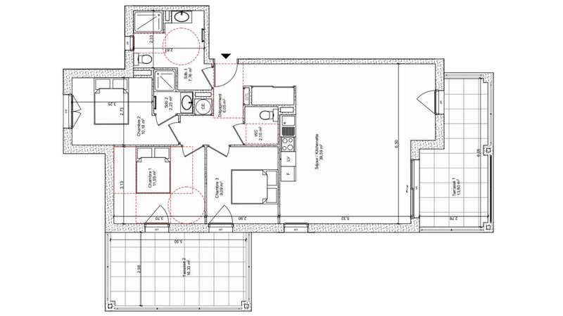 Appartement - 89 m² - 4 pièces