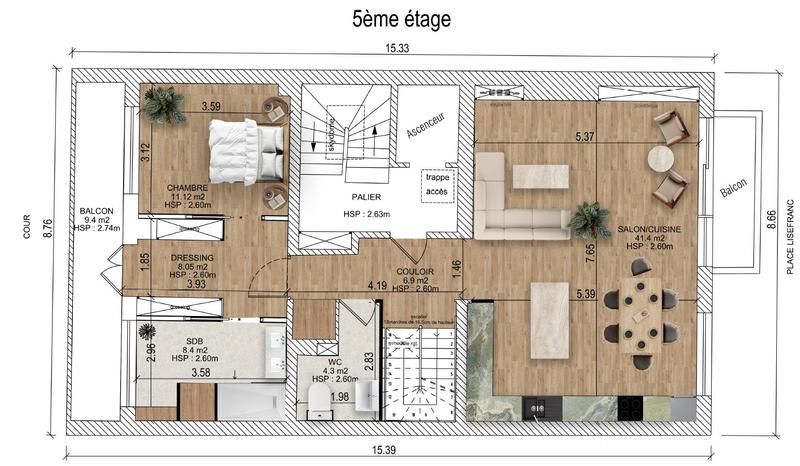 Appartement - 88 m² - 3 pièces