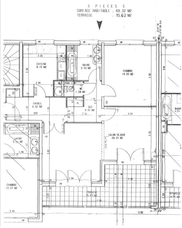 Appartement - 70 m² - 3 pièces