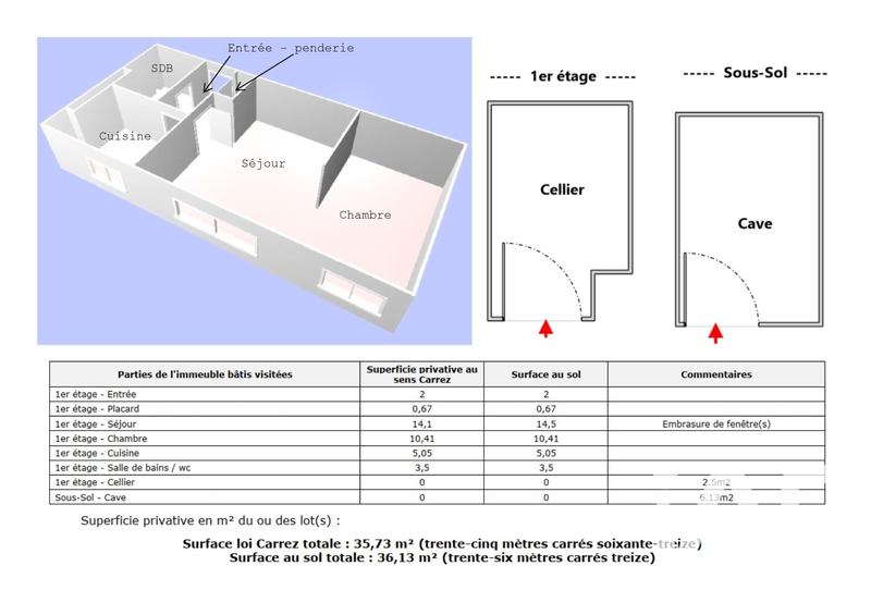Appartement - 36 m² - 2 pièces
