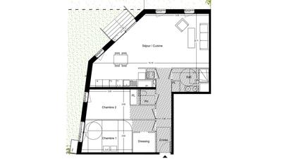 Appartement - 44 m² - 3 pièces