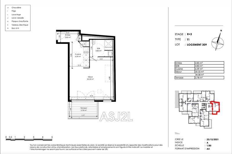 Appartement - 35 m² - 1 pièce