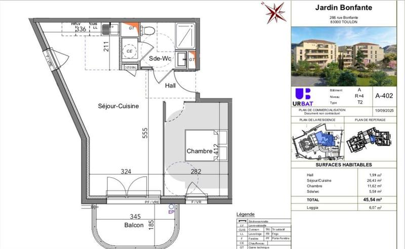 Appartement - 45 m² - 2 pièces