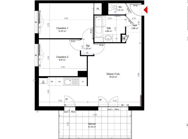 Appartement - 63 m² - 3 pièces