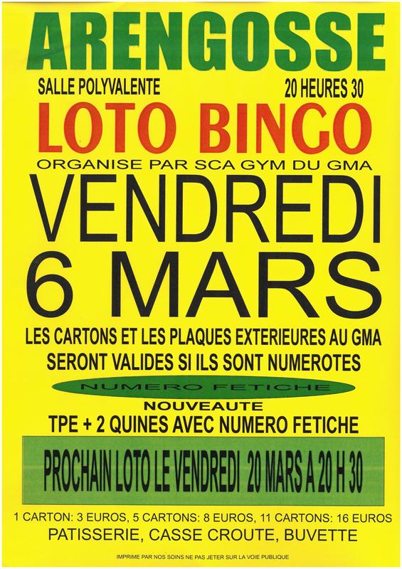Loto Bingo du Sca Gym du Gma