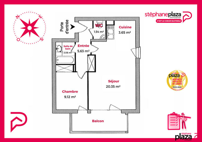 Appartement - 43 m² - 2 pièces