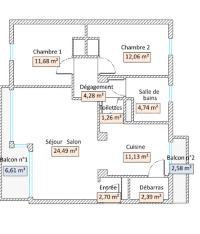 Appartement - 74 m² - 3 pièces