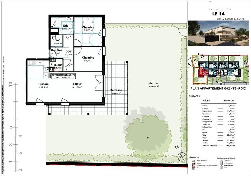 Appartement - 70 m² - 3 pièces