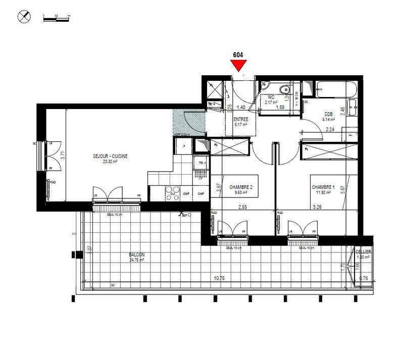 Appartement - 58 m² - 3 pièces