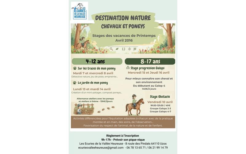 Stage équitation"Destination nature - Chevaux et poneys"