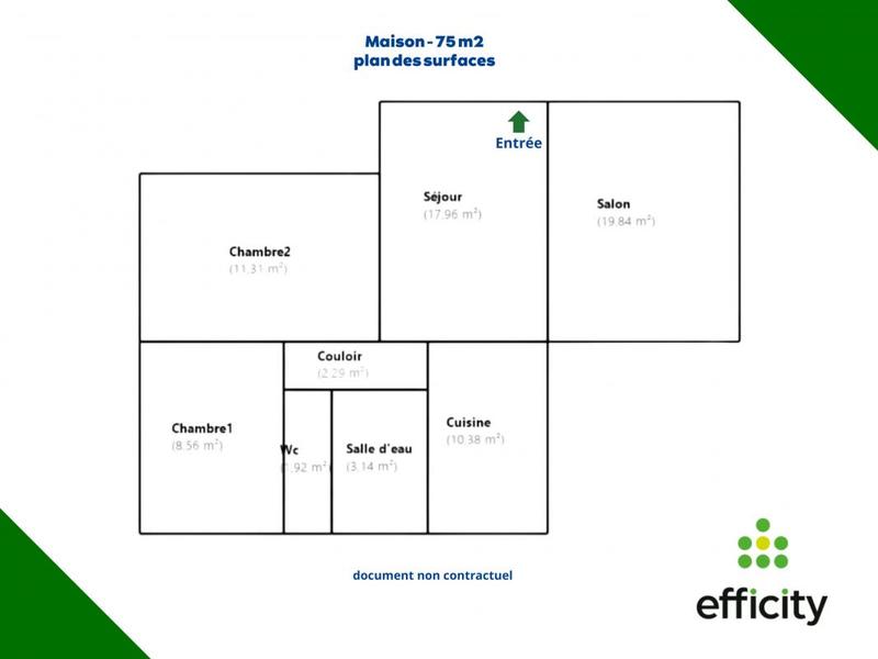 Maison - 75 m² - 3 pièces