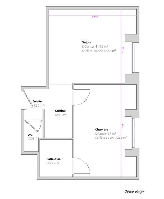 Appartement - 30 m² - 2 pièces