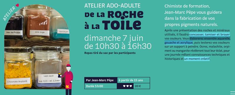 Atelier adulte (ou ado) : de la roche à la toile