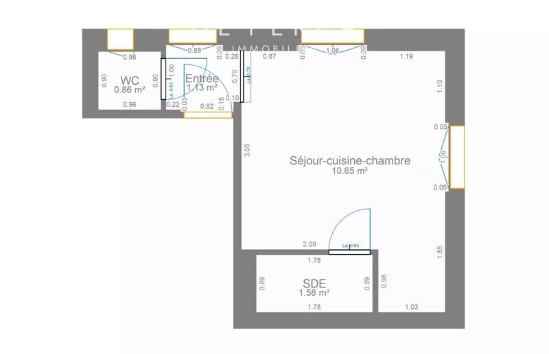 Studio - 14 m² - 1 pièce