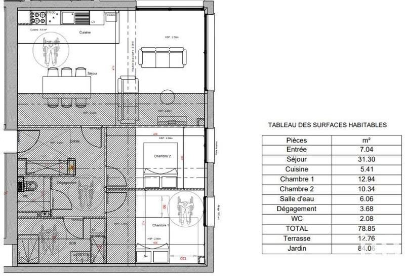 Appartement - 78 m² - 3 pièces