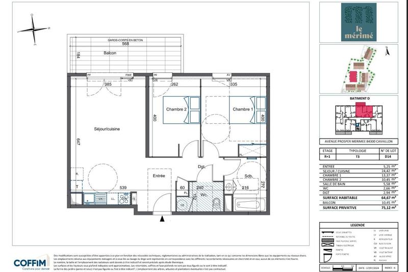 Appartement - 65 m² - 3 pièces