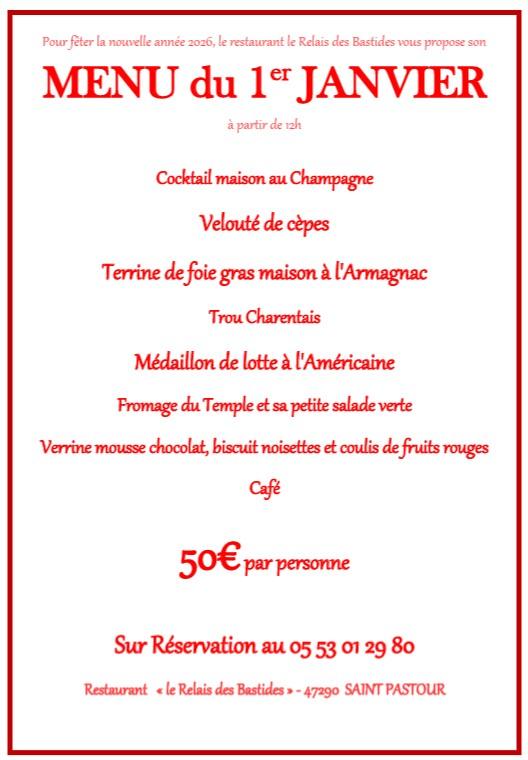 Menu du 1er janvier