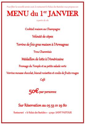 Menu du 1er janvier