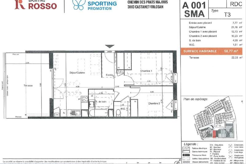 Appartement - 58 m² - 3 pièces