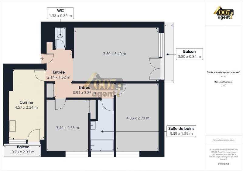 Appartement - 65 m² - 3 pièces