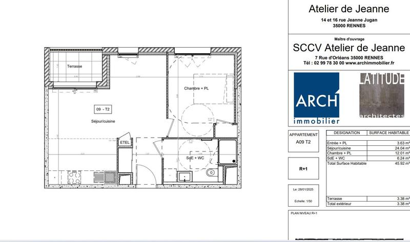 Appartement - 46 m² - 2 pièces