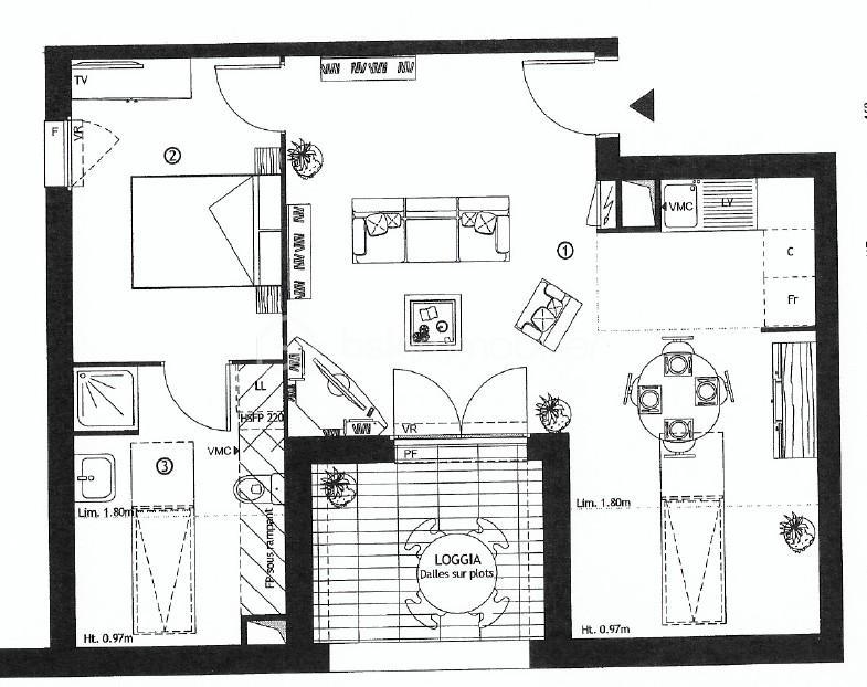 Appartement - 47 m² - 2 pièces