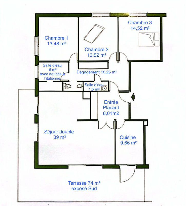 Appartement - 117 m² - 5 pièces