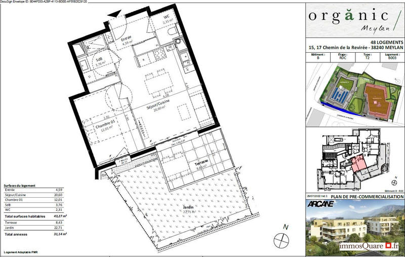 Appartement - 44 m² - 2 pièces