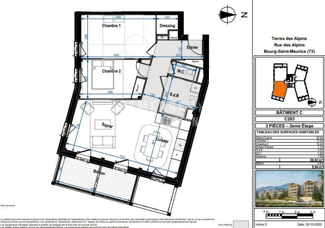 Appartement - 69 m² - 3 pièces