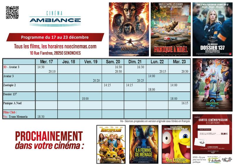 Programme cinéma  du 17 au 23 décembre