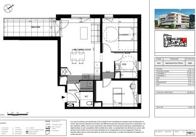 Appartement - 62 m² - 3 pièces