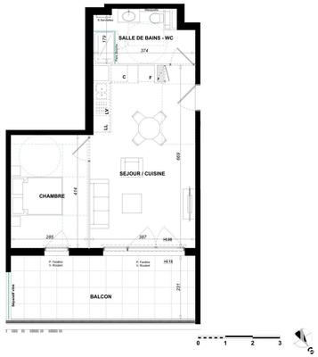 Appartement - 43 m² - 2 pièces