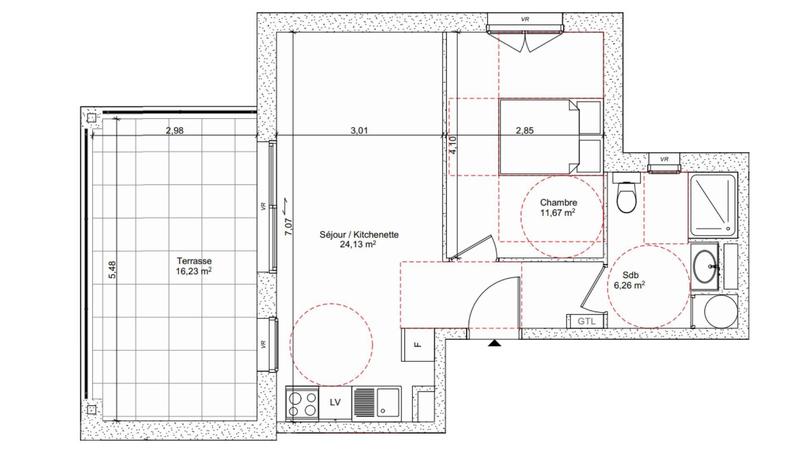 Appartement - 42 m² - 2 pièces