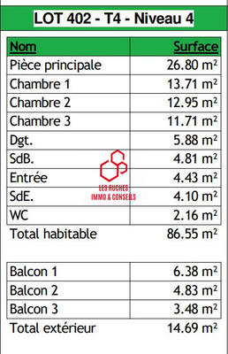 Appartement - 85 m² - 4 pièces