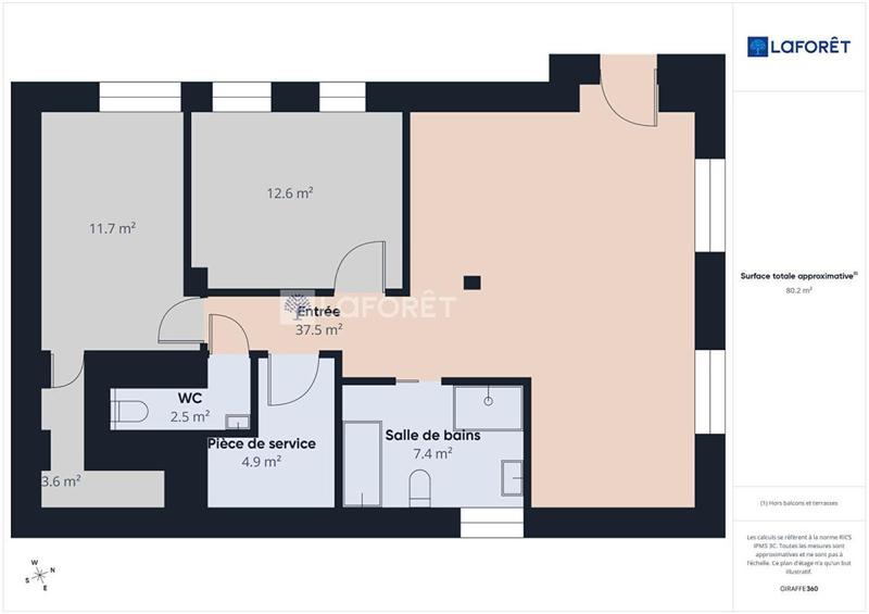Appartement - 80 m² - 3 pièces