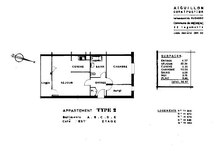 Appartement ancien - 56 m² - 2 pièces