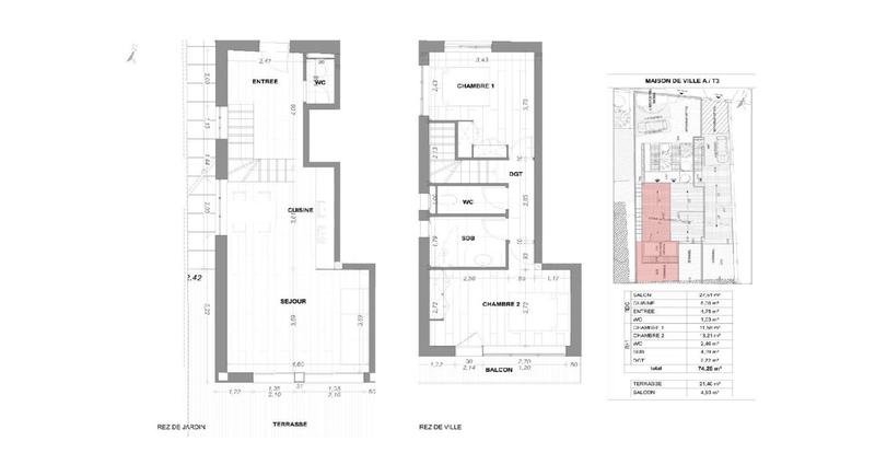 Maison - 75 m² - 3 pièces