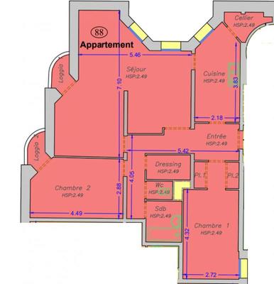 Appartement - 87 m² - 4 pièces