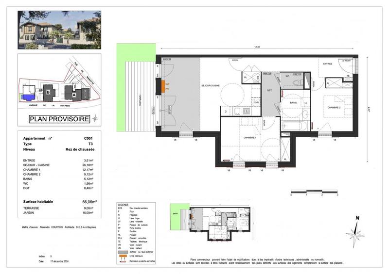 Appartement - 66 m² - 3 pièces