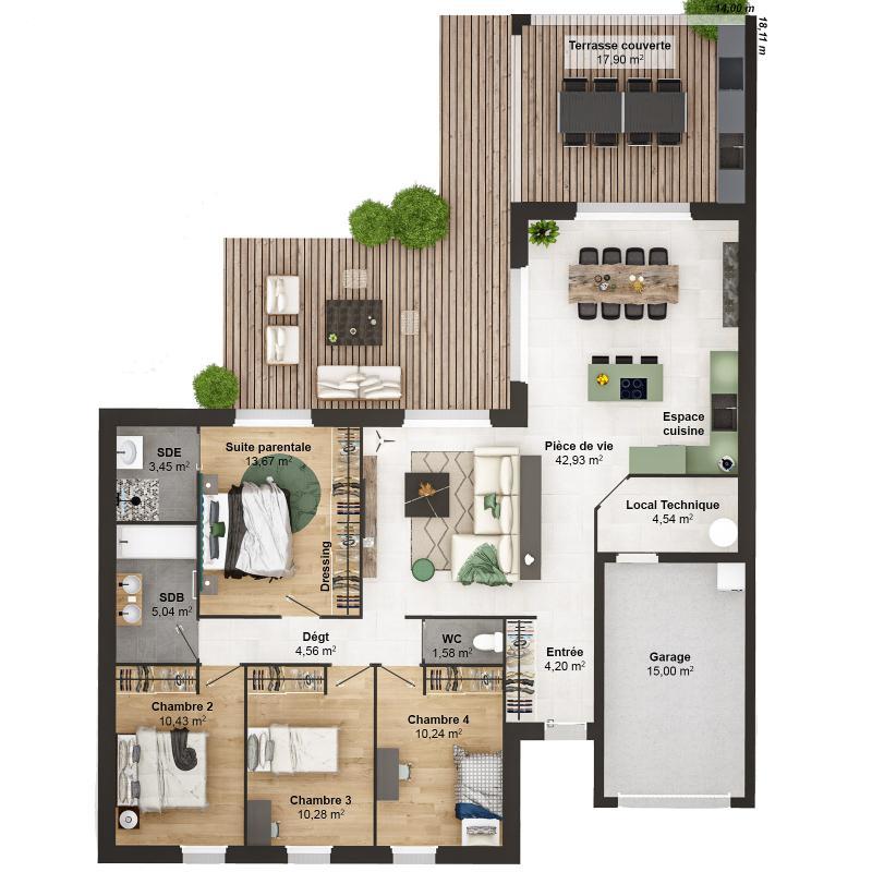 Maison - 111 m² - 6 pièces